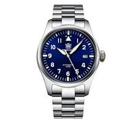 NIADI Automatic Mechanical Men's Watch Sapphire Crystal Stainless Steel Waterproof NH35 Automatic Pilot Watch Men, blue, FASHION