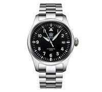 NIADI Automatic Mechanical Men's Watch Sapphire Crystal Stainless Steel Waterproof NH35 Automatic Pilot Watch Men, black, FASHION