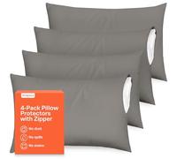 Niagara Cozy Brushed Microfiber Grey 4 Pack Pillow Cases Protectors Zip Standard (Queen) 20x30 Inches Brushed Dark Grey Extreme Soft Cooling Microfiber Wrinkle Stain, Fade Resistant, 50cm x 75cm