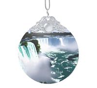 Niagara Fall Print Glass Round Christmas Ornament, Glass Pendant, Xmas Tree Decoration Or Present