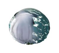 Niagara Fall Print Shower Cap, Lined Shower Cap For Women Reusable, Double Layer Waterproof Bath Cap