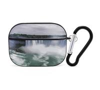 Niagara Falls Airpod Pro Case AirPods 2 Case for Women Hard Shell Protective Cover with Carabiner Keychain Compatible with AirPods Case 2nd 1st Generation, Front LED Visible Black