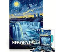 Niagara Falls at Night Illustration Adult Jigsaw Puzzles 1000 Pieces Sharp Logic Toy Stress Release Tight Cut Art Collectible (38x52cm)