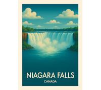 Niagara Falls Canada Vintage Travel Art Print, Waterfall Landscape Wall Poster, Size A4
