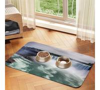 Niagara Falls Dog Food Mat, Absorbent Pet Feeding Mat for Food and Water Bowls Non-Slip Placement Pad for Floors Waterproof Quick Dry Water Dispenser Mat for Dogs Puppy Cats 16x24 Inch