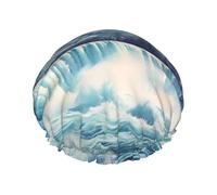 Niagara Falls Double Layer Waterproof Shower Cap For Women, Reusable Bath Hat With Elastic Band, Keep Hair Dry For Shower And Skincare
