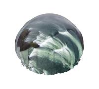 Niagara Falls Double Layer Waterproof Shower Cap For Women, Reusable Bath Hat With Elastic Band, Keep Hair Dry For Shower And Skincare