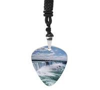 Niagara Falls Guitar Pick Necklace Exquisite Titanium Steel Personalized Necklaces Cool Pendant Necklaces Fashion Guitar Pick Holder Necklace Unique Gifts for Adult