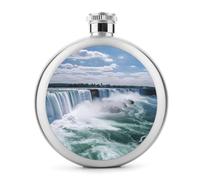 Niagara Falls Hip Flask for Men,5 Oz Stainless Steel Flask with Metal Cap Double-Sided Printing Personalized Groomsmen Flask for Travel, Camping, Christmas