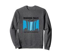 Niagara Falls: Nature's Shower Waterfall Adventure Sweatshirt, Adult Unisex, Dark Heather Grey, XL