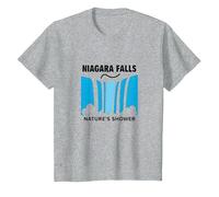 Niagara Falls: Nature's Shower Waterfall Adventure T-Shirt, Kids, Heather Grey, 8 Years