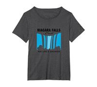 Niagara Falls: Nature's Shower Waterfall Adventure T-Shirt, Women's Plus, Dark Heather Grey, 1X