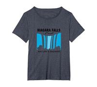 Niagara Falls: Nature's Shower Waterfall Adventure T-Shirt, Women's Plus, Heather Blue, 5X
