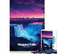 Niagara Falls Night View 1000 Adult Pieces Jigsaw Puzzle Brain Teaser Calm Escape Pattern Assembly Santa Wish Gift (38x26cm)