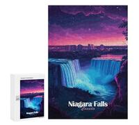 Niagara Falls Night View - Decorative Wooden Puzzle, 300 PCS, New Year Puzzle Gift - to Assemble, Frame And Display