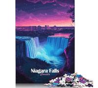 Niagara Falls Night View Puzzle Premium 100% Recycled Board Paper Rectangular Jigsaw Puzzle for Women Men Unique 1000pcs (75x50cm)