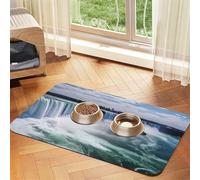 Niagara Falls Pet Feeding Mat 40x60cm, Absorbent Dog Mat for Food and Water Bowl, PU Leather Cat Food Mat Waterproof Dog Bowl Mats Quick Dry Pet Placemats-No Stains
