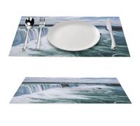 Niagara Falls Placemat, 4 PCS PVC Placemats Washable Non-Slip Place Mats for Dining Table, Wipeable Table Mat for Party Kitchen Dining Decor