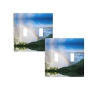 Niagara Falls Print 2 Gang Double Toggle Light Switch Cover Decorative Wall Plate,Wall Panel For Living Room Kitchen Bedroom Bathroom Switch,4.5" X 4.5"