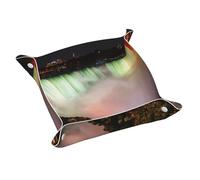 Niagara Falls Print Leather Valet Tray, Desktop Storage Organizer for Men, Jewelry Organizer, Decorative Tray