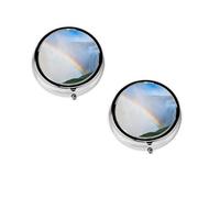 Niagara Falls Print pilldispenser, Round Organizer, 3 Compartment Small Case for Purse & Pocket, Portable Medicine Box for Travel