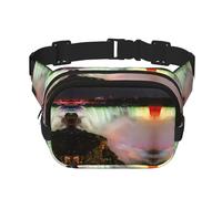 Niagara Falls Print Square Waist Purse Double Layer Fanny BagTrendy Travel Waist Bag for Men and Women, Black, One Size