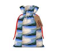 Niagara Falls Printing Fashion Drawstring Bag With Kraft Tag For Christmas Halloween Party Gift Packaging