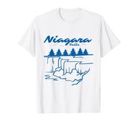 Niagara Falls Retro Blue Line Art Waterfall Nature Souvenir Value Graphic T-Shirt, Men, White, S