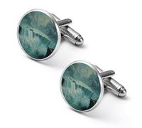 Niagara Falls Round Cufflinks for Men Classic Cuff Links Jewellery for Wedding Business Party