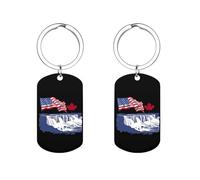 Niagara Falls Scene America Canada Flags Personalized Metal Key Tags with Labels Keychain Stainless Steel Key Rings Signs