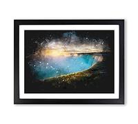 Niagara Falls Sunrise In Canada Paint Splash Modern Art Framed Print | A2 Black Framed Wall Art | Ready to Hang | Modern Landscape Picture | Living Room Bedroom Lounge Office