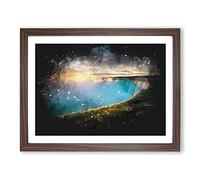 Niagara Falls Sunrise In Canada Paint Splash Modern Art Framed Print | A2 Walnut Framed Wall Art | Ready to Hang | Modern Landscape Picture | Living Room Bedroom Lounge Office
