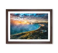 Niagara Falls Sunrise in Canada Painting Framed Print | A2 Walnut Framed Wall Art | Ready to Hang | Modern Landscape Picture | Living Room Bedroom Lounge Office