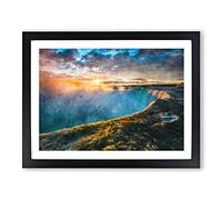 Niagara Falls Sunrise In Canada Painting Modern Art Framed Print | A4 Black Framed Wall Art | Ready to Hang | Modern Landscape Picture | Living Room Bedroom Lounge Office