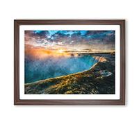 Niagara Falls Sunrise In Canada Painting Modern Art Framed Print | A4 Walnut Framed Wall Art | Ready to Hang | Modern Landscape Picture | Living Room Bedroom Lounge Office