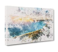 Niagara Falls Sunrise in Canada Watercolour Canvas Print | Gallery Wrapped 30mm Frame Wall Art | 30x20 inches | Ready to Hang | Modern Landscape Picture | Living Room Bedroom Lounge Office