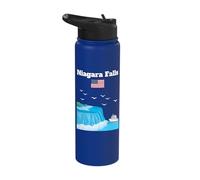 Niagara Falls Trip Souvenir Iconic Waterfalls Lover US Flag Stainless Steel Insulated Water Bottle
