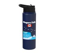 Niagara Falls Trip Souvenir Waterfalls Lover Canada Flag Stainless Steel Insulated Water Bottle