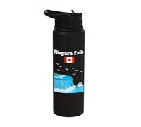 Niagara Falls Trip Souvenir Waterfalls Lover Canada Flag Stainless Steel Insulated Water Bottle