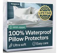 Niagara Sleep Solution 4 Pack Waterproof Pillow Protectors King 20x36 Inches Smooth Zipper Premium Encasement Covers Quiet Cases Set White
