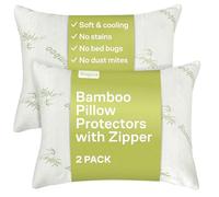 Niagara Sleep Solution Natural Bamboo Cooling Pillow Protectors Standard (Queen) 2 Pack 20x30 / Pair Zippered Case, Guaranteed Noiseless Pad, Ultra Plush Absorbent, 50cm x 75cm