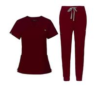 NiaHin 2026 Scrubs Uniforms Women Set with 11 Pockets, 4-Way Stretch V-Neck Scrub Top & Jogger Pants, Beauty Tunic, Nurses Uniform, Medical Work Wear for Healthcare Hospital/Dental Practice - Unisex
