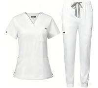 NiaHin 2026 Scrubs Uniforms Women Set with 11 Pockets, 4-Way Stretch V-Neck Scrub Top & Jogger Pants, Beauty Tunic, Nurses Uniform, Medical Work Wear for Healthcare Hospital/Dental Practice - Unisex