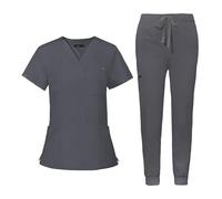 NiaHin 2026 Scrubs Uniforms Women Set with 11 Pockets, 4-Way Stretch V-Neck Scrub Top & Jogger Pants, Beauty Tunic, Nurses Uniform, Medical Work Wear for Healthcare Hospital/Dental Practice - Unisex