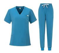 NiaHin 2026 Scrubs Uniforms Women Set with 11 Pockets, 4-Way Stretch V-Neck Scrub Top & Jogger Pants, Beauty Tunic, Nurses Uniform, Medical Work Wear for Healthcare Hospital/Dental Practice - Unisex