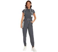 NiaHin 8 Pockets Scrub Jumpsuit for Women - Soft Stretch Medical Uniforms Scrubs Jogger Set Comfortable Ladies Workwear Overall