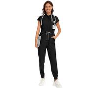NiaHin 8 Pockets Scrub Jumpsuit for Women - Soft Stretch Medical Uniforms Scrubs Jogger Set Comfortable Ladies Workwear Overall