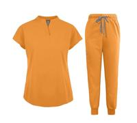 NiaHin Scrubs for Women Set, Modern Beauty Tunic Mandarin Collar Scrub Top & Jogger Pants with 6 Pockets Medical Workwear Nurse Uniforms Set