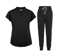 NiaHin Scrubs for Women Set, Modern Beauty Tunic Mandarin Collar Scrub Top & Jogger Pants with 6 Pockets Medical Workwear Nurse Uniforms Set