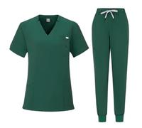 NiaHin Unisex Scrubs Uniforms Women Set, 11 Pockets Stretch V-Neck Scrub Top & Jogger Pants, Beauty Tunic, Nurses Uniform, Medical Work Wear for Healthcare Hospital/Dental Practice